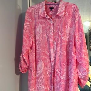 Talbots 3x pink paisley blouse